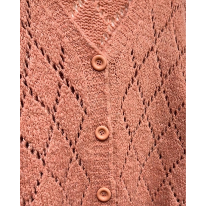 Gilet en mohair toux doux en tricot ajouré blush – Image 2