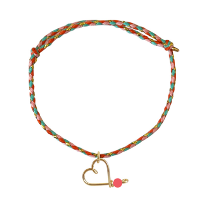 Bracelet coeur tresse rose