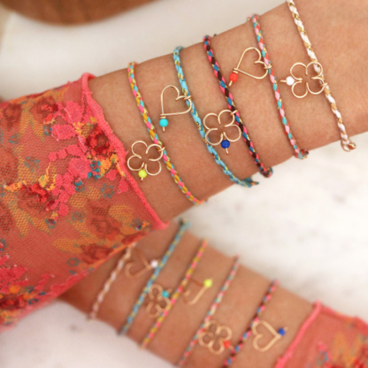 Bracelet coeur tresse rose – Image 2