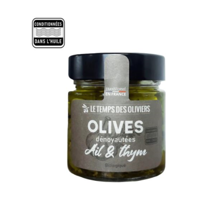 Cocktail olives ail & thym bio (dans huile)