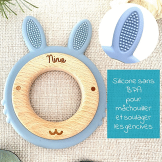 Anneau dentition "petit trésor" lapin bleu