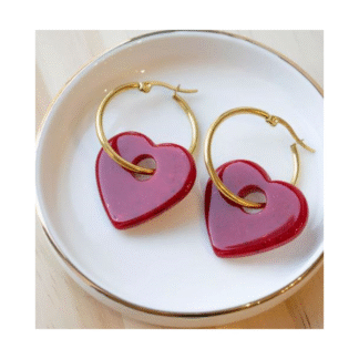 Boucles d'oreilles - creoles coeur rouge