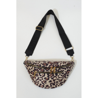 Sac banane en tissu velouté imprimé léopard