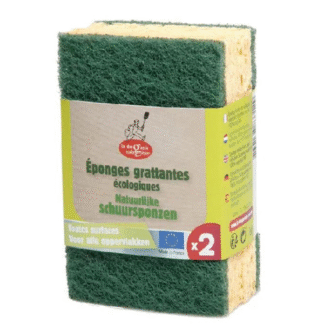 Lot de 2 eponges grattantes ecologiques vertes