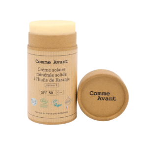 Crème solaire minérale solide spf50 à l'huile de karanja