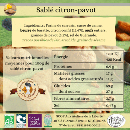 Biscuit sable citron pavot l'oie gourmande – Image 2