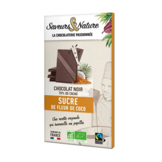 Tablette de chocolat noir bio 70% de cacao au sucre de fleur de coco