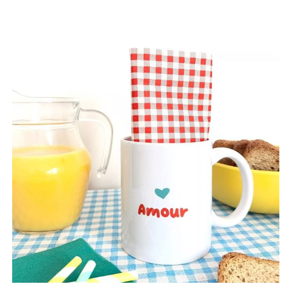 Mug pop "amour" avec son couvercle en liège
