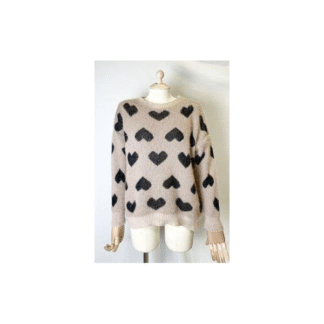 Pulls à maille douce à motife cŒur, manche longue