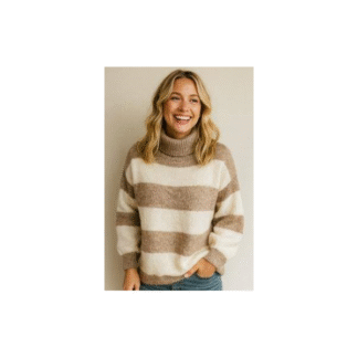 Pulls à maille chiné à rayure à manche longue