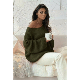 Pull oversize maille large - kaki