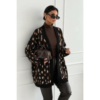 Gilet oversize léopard laine noir