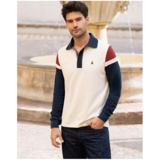 Polo manche longue marine maurice coton bio beige txxl